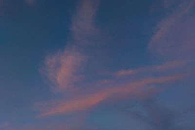 Low angle view of blue sky at sunset