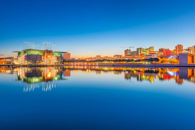 Reflection of buildings in water