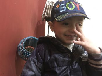 Portrait of smiling boy wearing hat