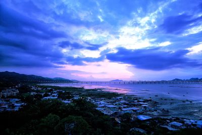 Scenic view of sea against cloudy sky