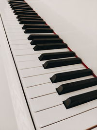 High angle view of piano keys