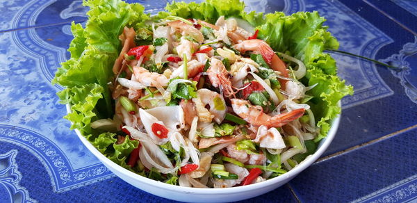 Close-up of salad served in plate