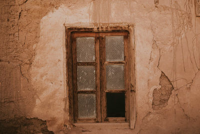 Closed door of old building