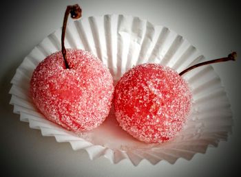 Close-up of strawberries on table