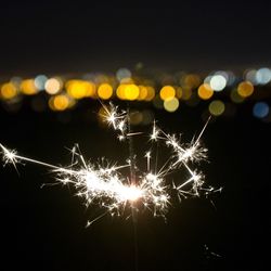 Firework display at night