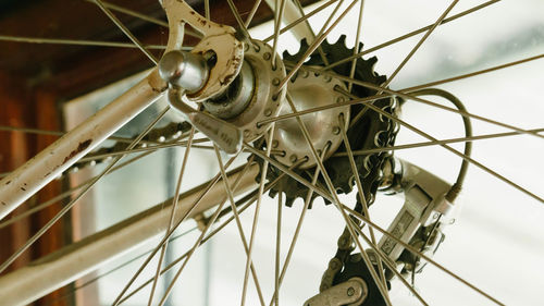Cropped wheel of bicycle