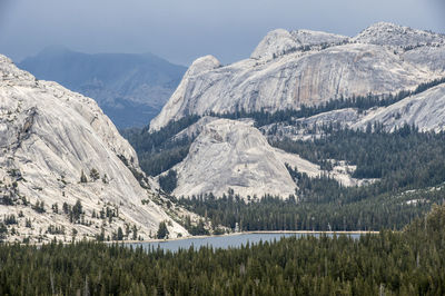 Lake with mountains in background