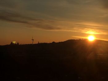 Scenic view of landscape against sky at sunset