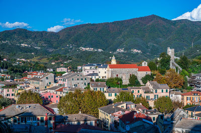 View over the village of levanto on the italian riviera