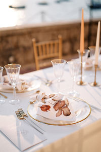 Place setting on table