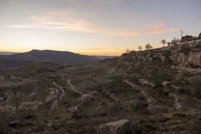 Scenic view of mountains during sunset