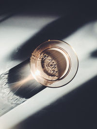 High angle view of drink on table