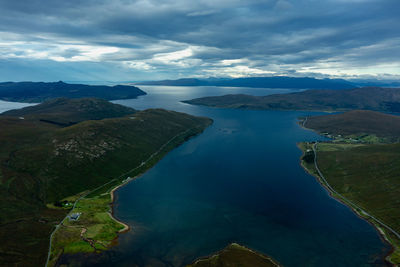 Stitched aerial perspective from near loch ainort , isle of skye, scotland