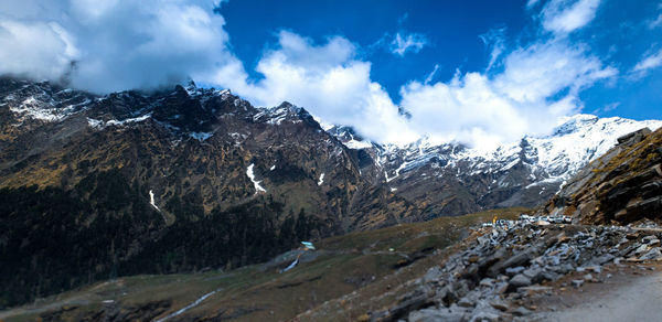 Scenic view of mountains against sky