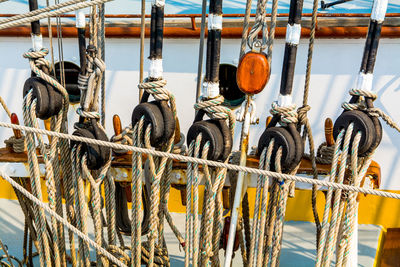 Pulleys on ship deck