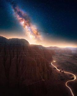 Rock formations at night