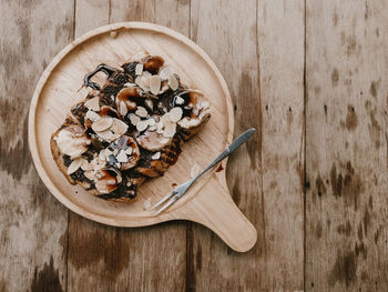 High angle view of breakfast on table
