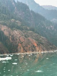 Scenic view of lake by mountains