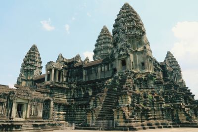 Low angle view of temple building against sky