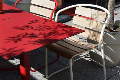 Empty chairs and table