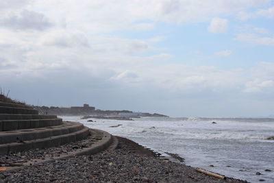 Scenic view of beach against sky