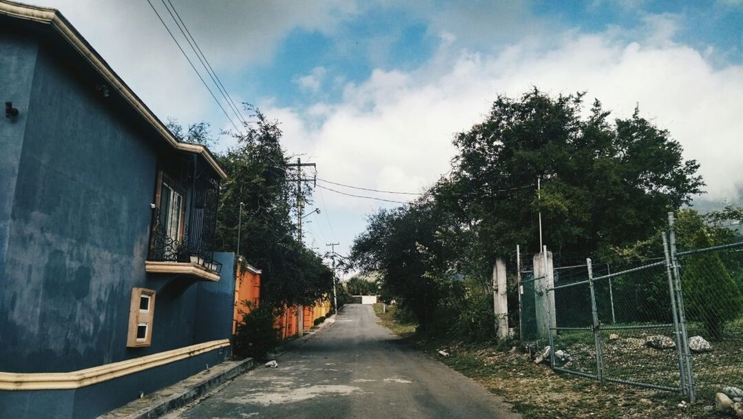 the way forward, power line, architecture, built structure, electricity pylon, sky, building exterior, cable, diminishing perspective, transportation, power supply, electricity, vanishing point, connection, house, cloud - sky, tree, day, cloud, road