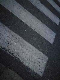 High angle view of zebra crossing on road