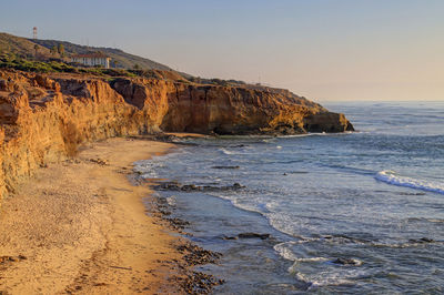 Scenic view of sea against clear sky