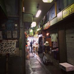 Illuminated street lights at night