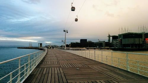 View of city by sea against sky