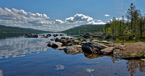 Scenic view of lake against sky