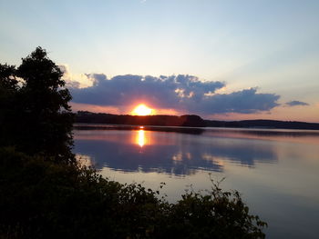 Scenic view of lake at sunset