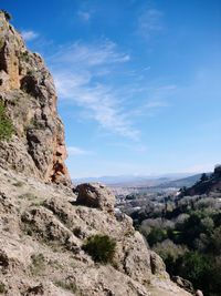 Rock formations on landscape against sky