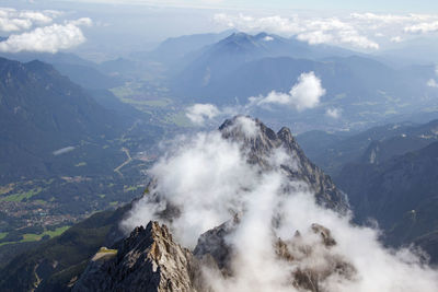 Scenic view of mountain range against sky