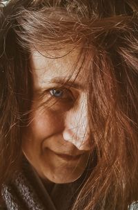 Close-up of woman with brown hair