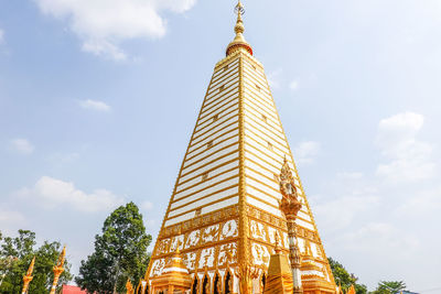 Low angle view of temple building against sky