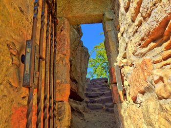 Low angle view of old ruin building