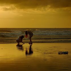 Scenic view of sea at sunset