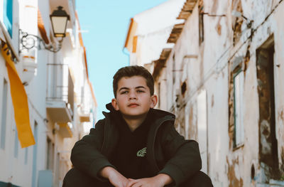 Portrait of teenage boy smiling