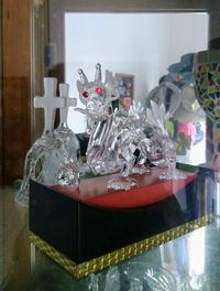 Close-up of christmas decoration on table