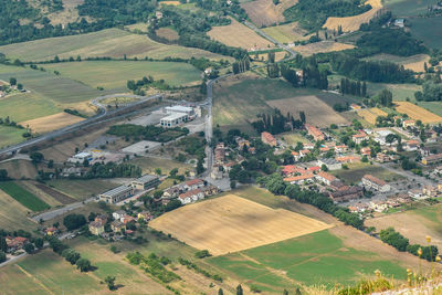 High angle view of agricultural field