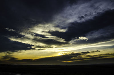 Scenic view of landscape against sky at sunset