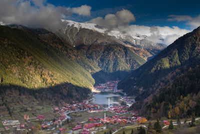 Mountain lake uzungol near trabzon in turkey