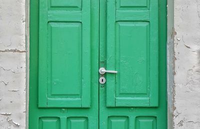 Full frame shot of closed blue door