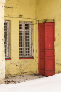 Closed door of building