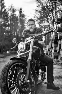 Portrait of man riding motorcycle