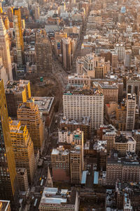 High angle view of buildings in city