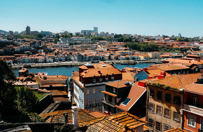 High angle view of townscape against sky