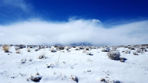 Panoramic view of landscape against sky during winter