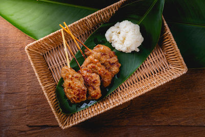 High angle view of food on table